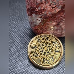 Damascene Circular Geometric Brooch